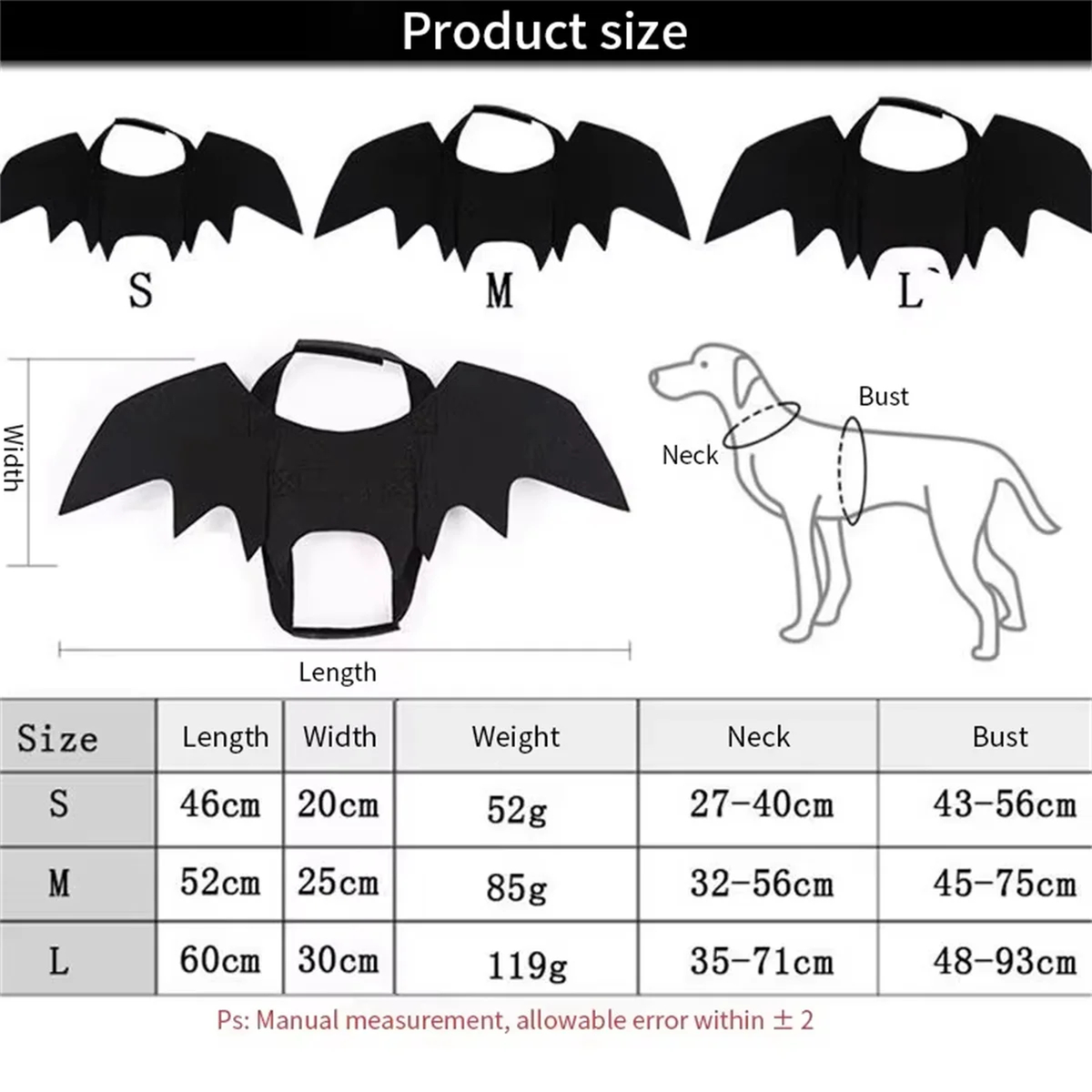 Pet Bat Wings Halloween Costume for Cats & Small Dogs
