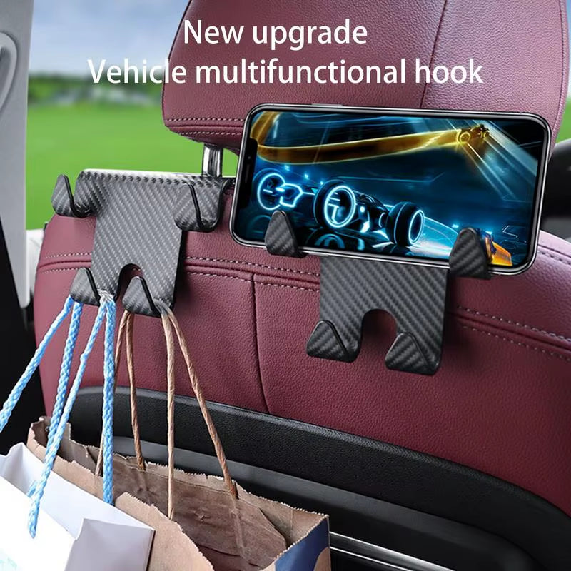 Car Seat Back Hook Rear Seat Organizer Hook Multifunctional Umbrella Hanger Mobile Phone Holder Automobile Interior Accessories