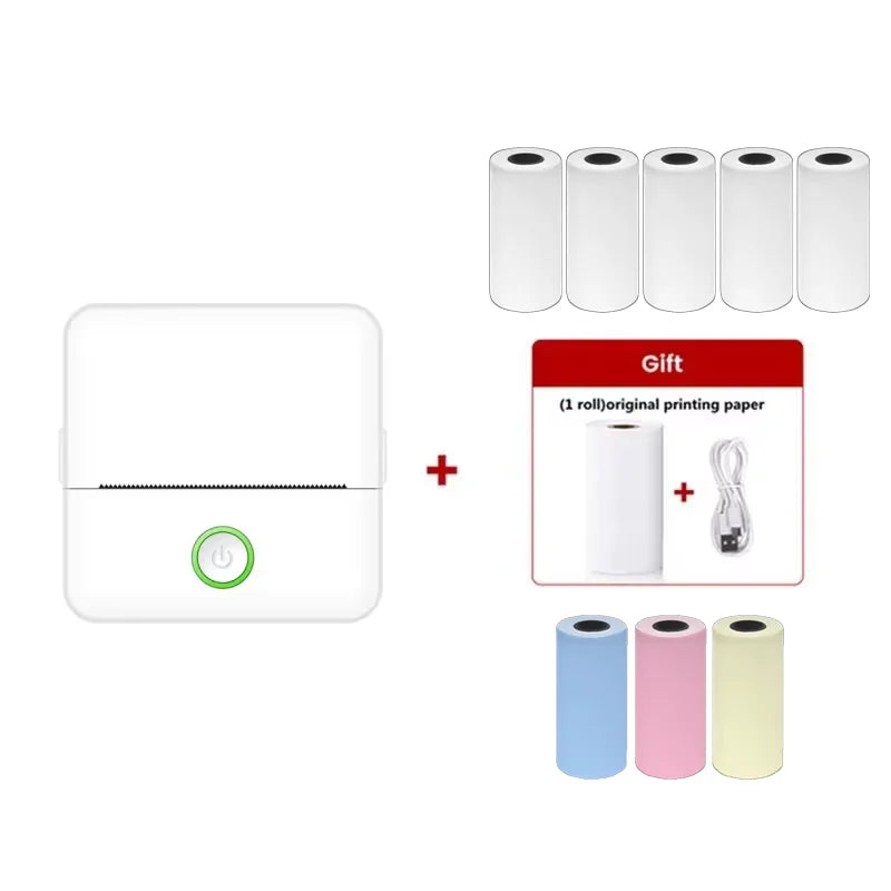 Mini Portable Label Thermal Printer Endurance Bluetooth HD Picture Printer for Student Error Title Note Pocket Inkless Printing