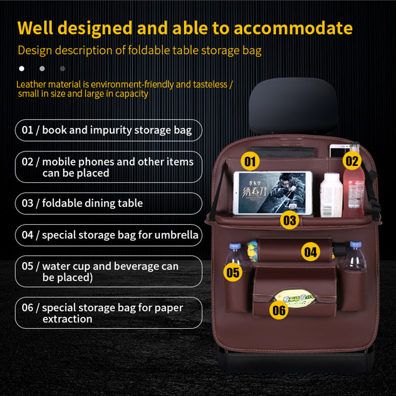 Car Back Seat Organizer with Foldable Table