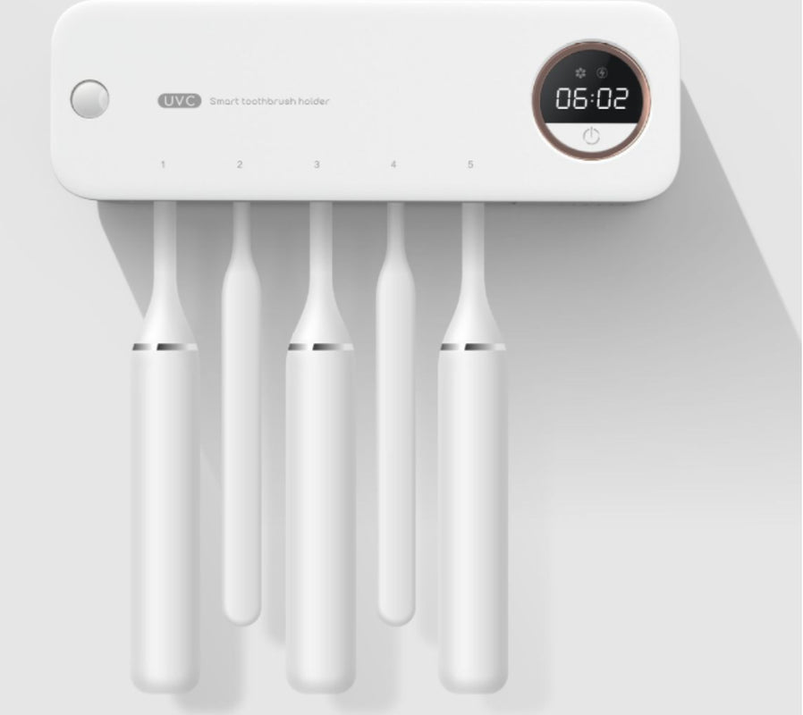 UV Toothbrush Holder Sterilizer Rechargeable Tooth Brush with LED Display Drying Wall-Mounted for Bathroom Accessor