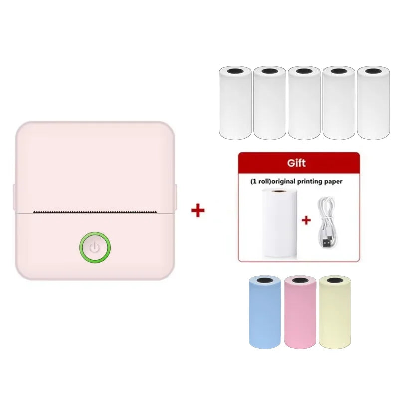 Mini Portable Label Thermal Printer Endurance Bluetooth HD Picture Printer for Student Error Title Note Pocket Inkless Printing