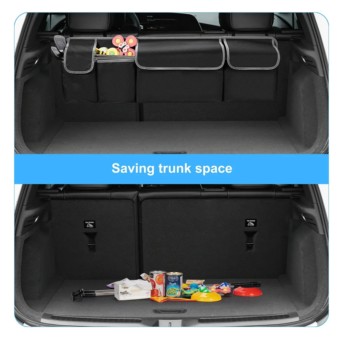 Car Trunk Organizer Durable Waterproof Collapsible with 4 Pockets Ideal for Suvs, Trucks Mpvs Backseat or Trunk Storage Amagi