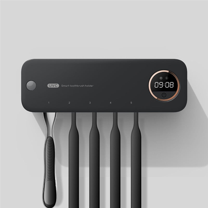 UV Toothbrush Holder Sterilizer Rechargeable Tooth Brush with LED Display Drying Wall-Mounted for Bathroom Accessor